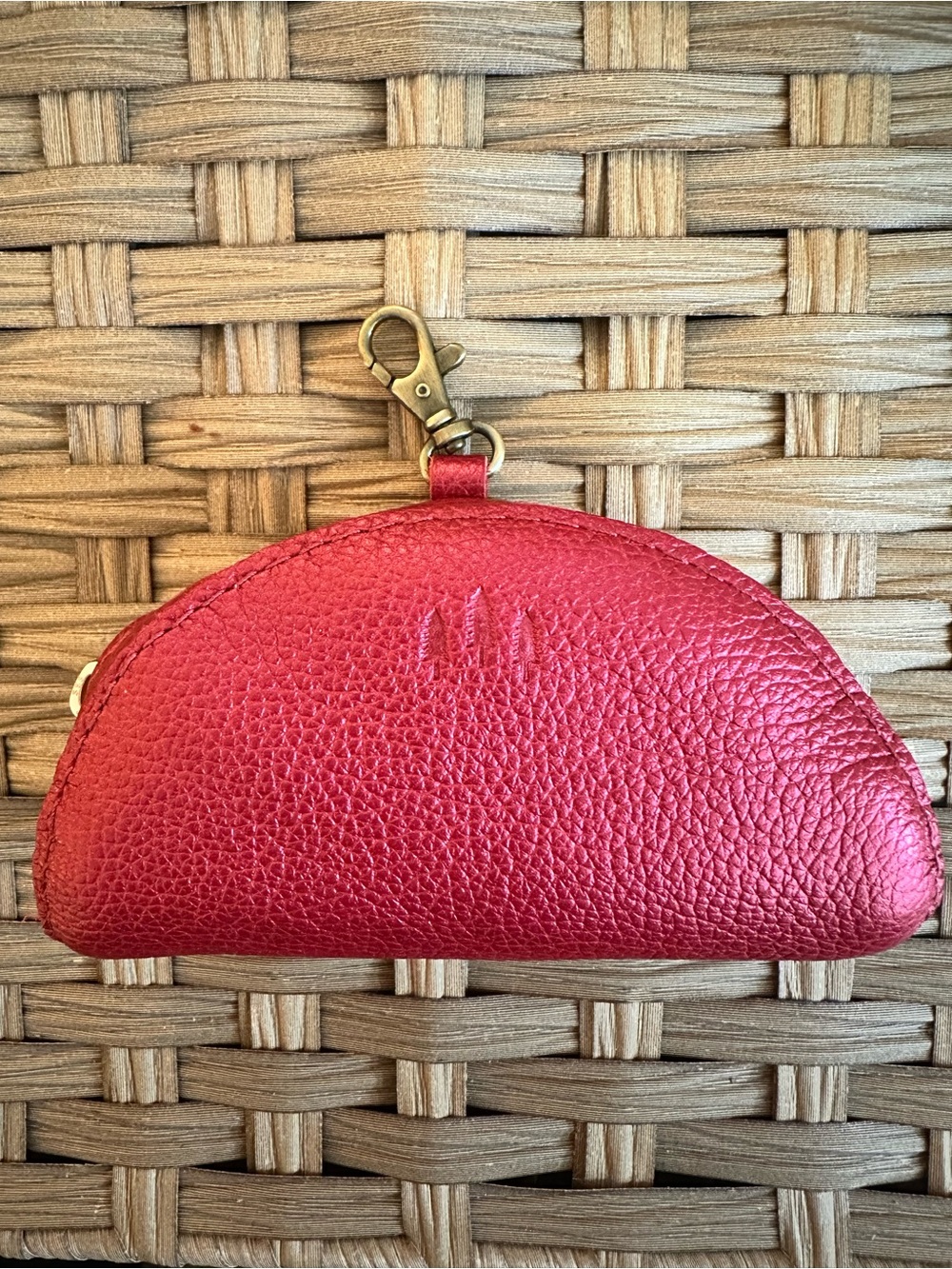 Portland Leather Goods Sunset Pouch Red Leather Key & Card Holder with Clip